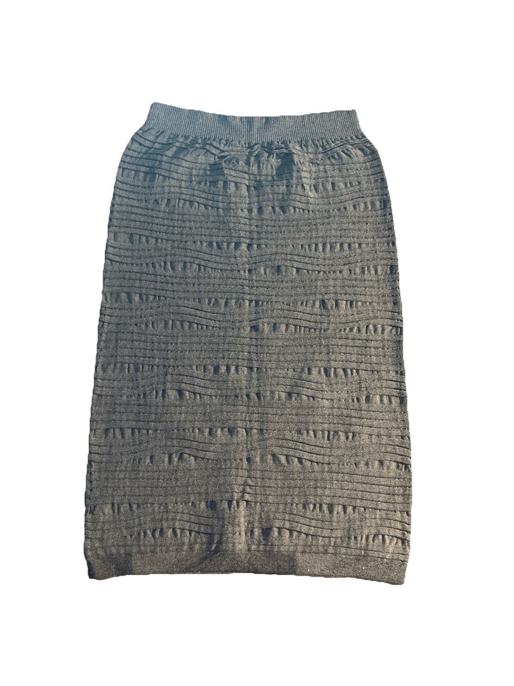 Prime Cut Women One Size Skirt Gray Layered Pencil Ribbed Elastic Waistline